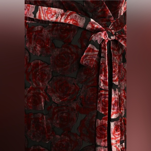 Pretty Companion Mauve and Red Floral Velvet Burnout Maxi Dress - Picture 3 of 6